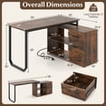 thumbnail image 3 of Costway L-Shaped Desk with Power Outlet 55" Reversible Computer Desk with 3 Drawers Rustic Brown & Black, 3 of 11