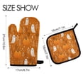 thumbnail image 2 of Heat-Resistant Reversible Oven Mitts and Pot Holders Set Double-Sided Insulated Gloves Kitchen Home Supplies Fun Orange Halloween Pattern, 2 of 5