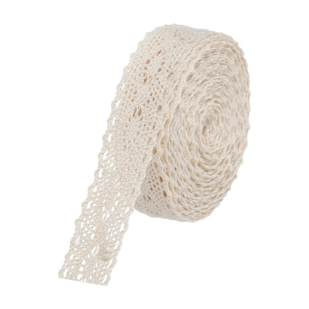 Cinta de Encaje Uxcell de 30 Yardas y 1 Pulgada para Manualidades, Envoltura de Regalos, Diademas, Beige