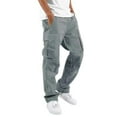 thumbnail image 1 of Men Solid Multi Pockets Combat Cargo Pants Casual Baggy Work Straight Trousers, 1 of 1