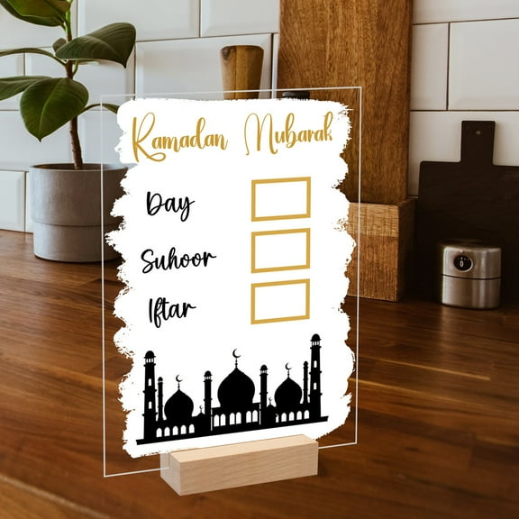 TETOU Acrylic Ramadan Advent Calendar Board Wooden Base Table Ornament Handwriting Countdown Calendars Eid Decor 2024