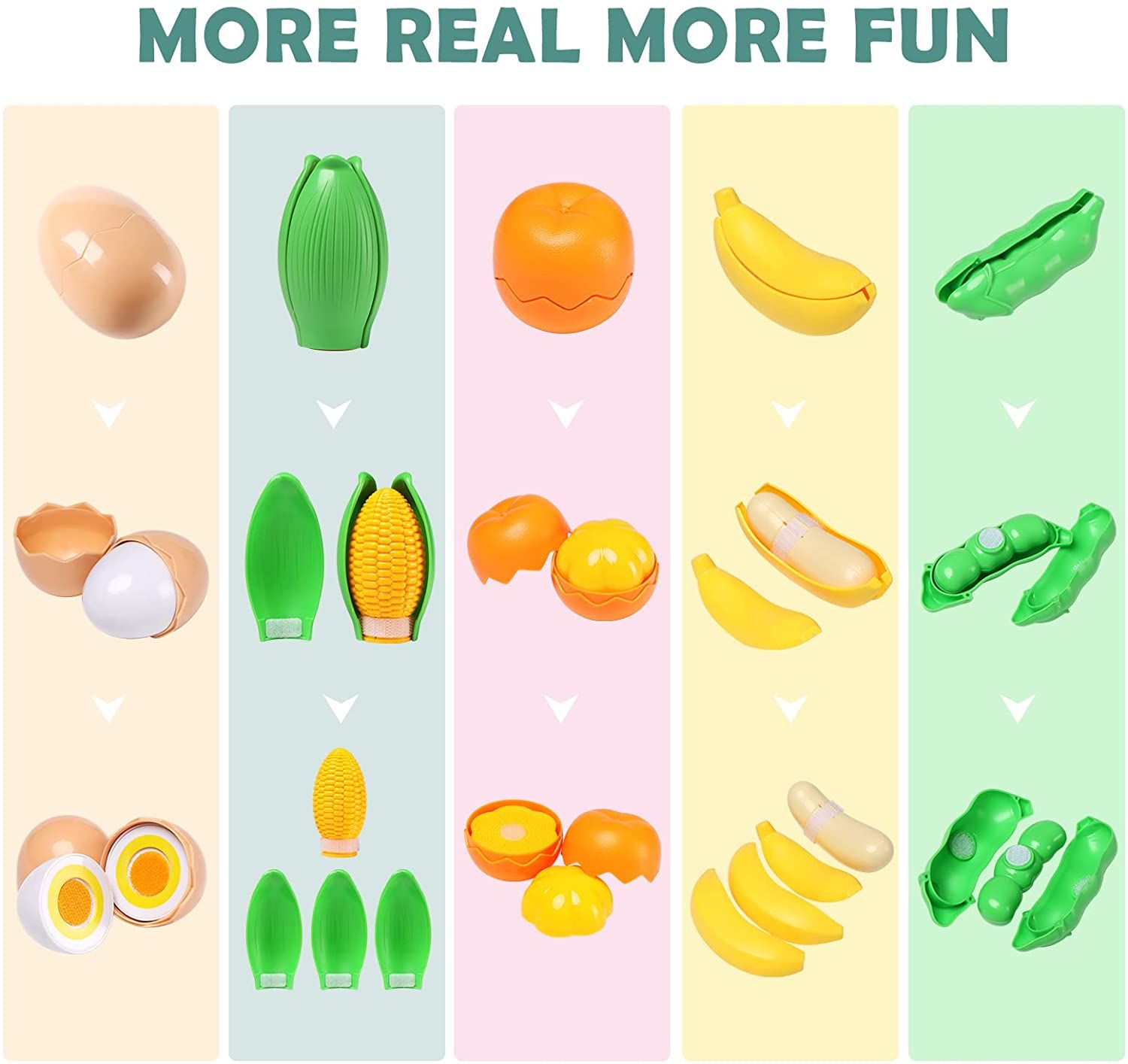 Bmag 88pcs Cutting Play Food Sets for Kids, Pretend Play Kitchen Toys Accessories Educational Toy Food with Storage Basket