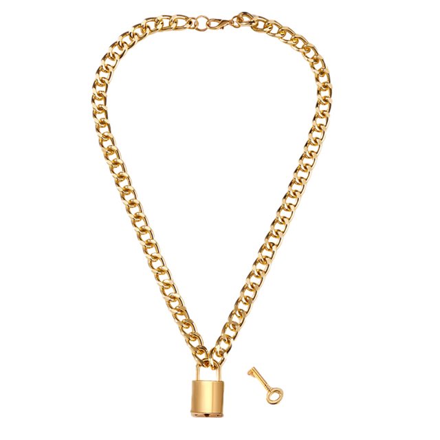 Collar de mujer Punk Qarigey corto grueso clavícula cadena de eslabones cerradura llave colgante gargantilla joyería para fiesta cumpleaños