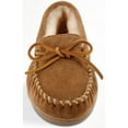 thumbnail image 2 of Minnetonka Womens Sheepskin Hardsole Moccasin Slipper Golden Tan Wide Size 6, 2 of 5