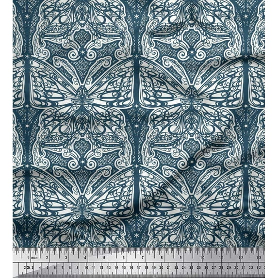 Soimoi Cotton Voile Fabric Dot & Artistic Butterfly Print Fabric by The Yard 42 Inch Wide