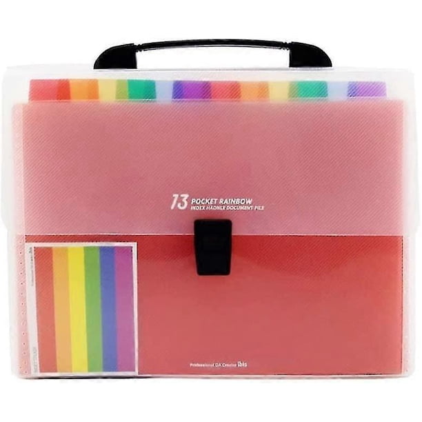 Expanding File Organiser 13 Multicoloured Pockets Accordion Folder Plastic Files Filing Folders