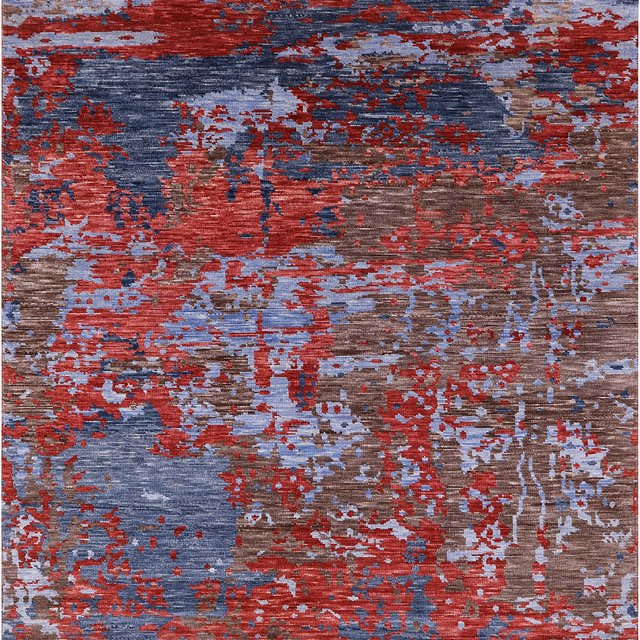Ahgly Company Tapis d'Intérieur Carré Mi-Siècle Moderne Rouge Brique Oriental, 3 Pieds Carré