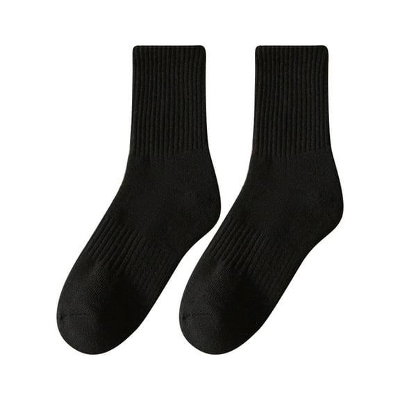 HNMKIU Women's Fall and Winter Thickened Warm Loop Knit Mid Tube Socks Cozy Thermal Crew Style Black,One Size