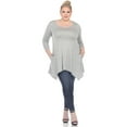thumbnail image 4 of White Mark Women's Plus Size Quarter Sleeve Solid Sharkbite Tunic Top, 4 of 5