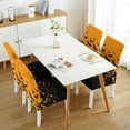 thumbnail image 3 of Halloween Bats Chair Covers for Dining Room Set of 4, Orange Stretch Dining Chair Cover 4 Pieces, Washable Kitchen Parsons Chair Slipcovers 4 Pack, Removable Seat Protector for Home and Party, 3 of 5