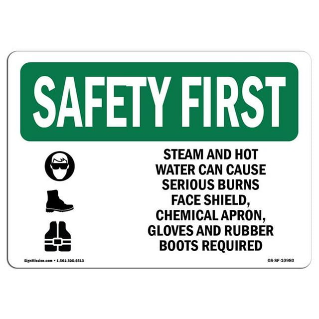SignMission OS-SF-A-1014-L-10980 10 x 14 Po Sécurité OSHA Premier Signe - Vapeur et Eau Chaude Peut Causer avec Symbole