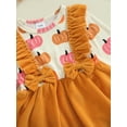 thumbnail image 6 of Musuos Baby Girls Halloween Romper Dress 0-18Months Flying Sleeve Crew Neck Pumpkin Print Jumpsuit with Headband Fall Cute Bodysuit, 6 of 9