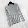 thumbnail image 4 of Vynhevius Women's V Neck Sweater Long Sleeve Ribbed Solid Slim Fit Stretchy Casual Layer Knit Tops, 4 of 5