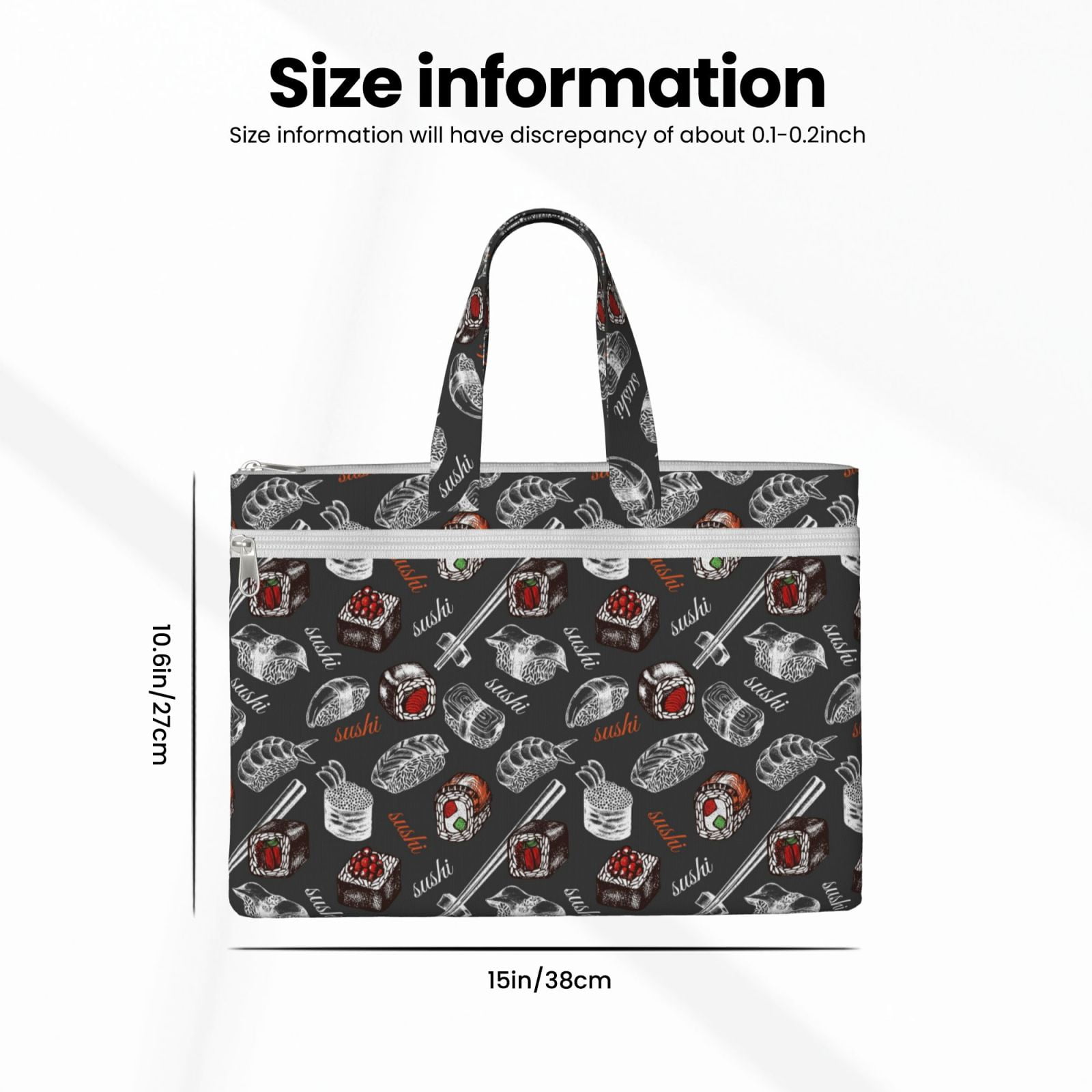 Kdxio Japanese Sushi Hashi File Tote Document Bag Business Briefcase Bag Document Organizer Tote Briefcase for Letter A4 Files Business Teacher Office Bag