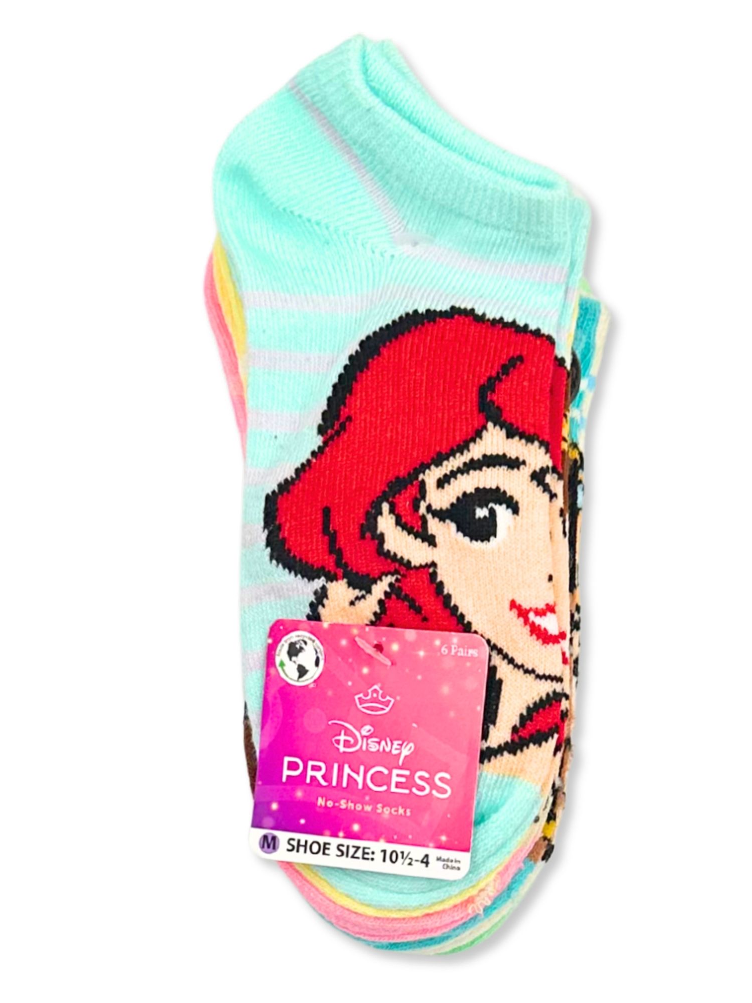 Disney Princess Girls No-Show Socks, 6-Pack, Sizes S-L