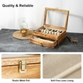 thumbnail image 3 of Fine Silverware Box with Glass Lid, 2-Layer Wooden Silverware Chest with Drawer, 14.5×10.6 Inches Vintage Style Decor Flatware Storage Case for Home&Restaurant (Torched Wood), 3 of 6
