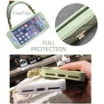 thumbnail image 3 of Wallet Case Compatible with iPhone 11, Purse Flip Card Holder Soft Silicone Case Cover with Handstrap & Long Pearl Crossbody Chain (Green, iPhone 11), 3 of 15