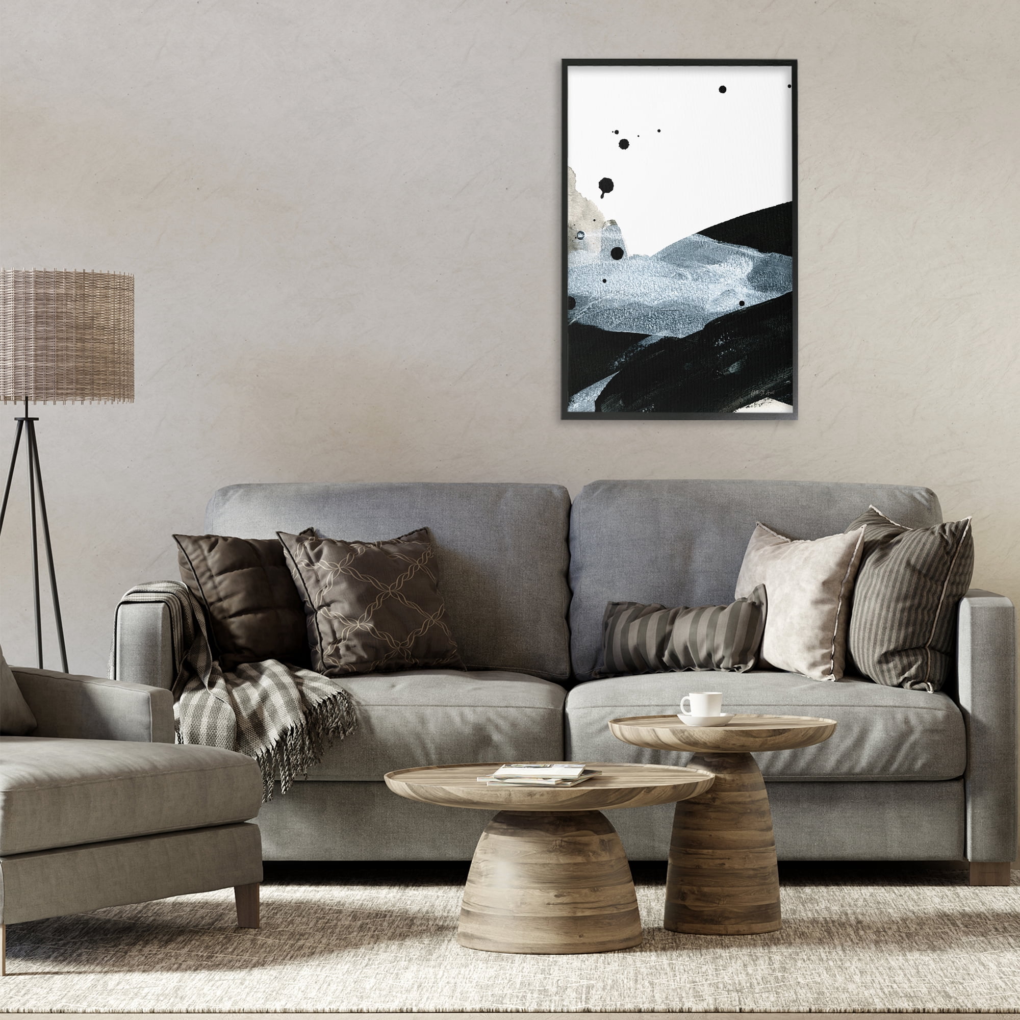Stupell Industries Murky Gradient Movement Abstract Painting Black Framed Art Print Wall Art, 20 x 30