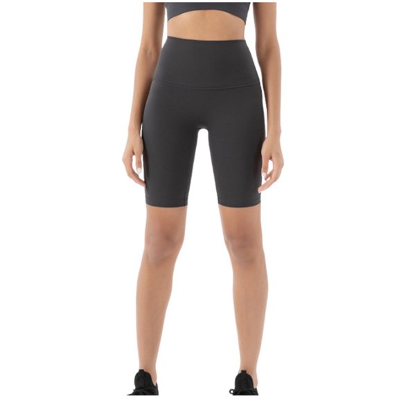 Jerdar Biker Shorts Women with Pockets - High Waisted Tummy Control Yoga Workout Running Gym Spandex Shorts L