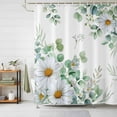thumbnail image 2 of Shower Curtain White Daisy Bathroom Curtains with Hooks, Waterproof Fabric Green Eucalyptus Leaves Bath Shower Curtains Set for Bathroom Bathtubs Decor 36x72 Inch, 2 of 6