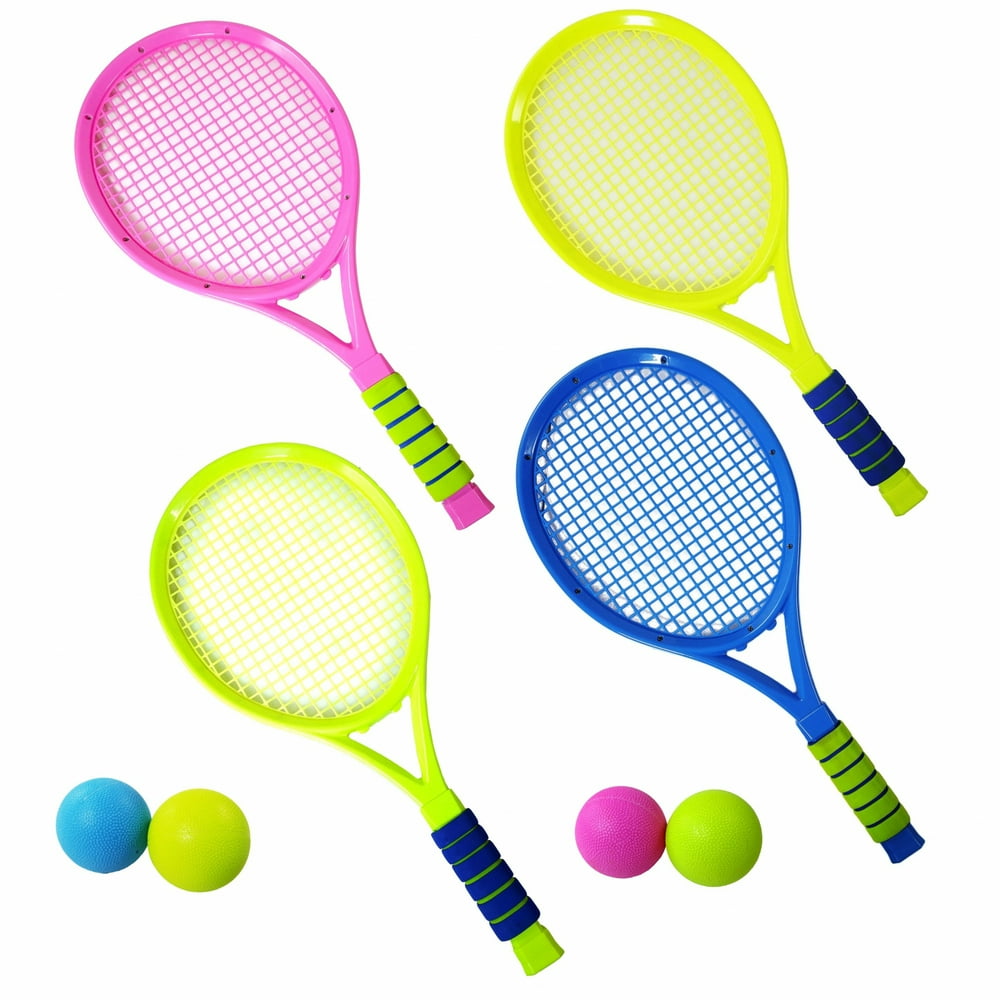 TychoTyke Kids Tennis Racket Play Set 4 Rackets and Balls Outdoor Toys