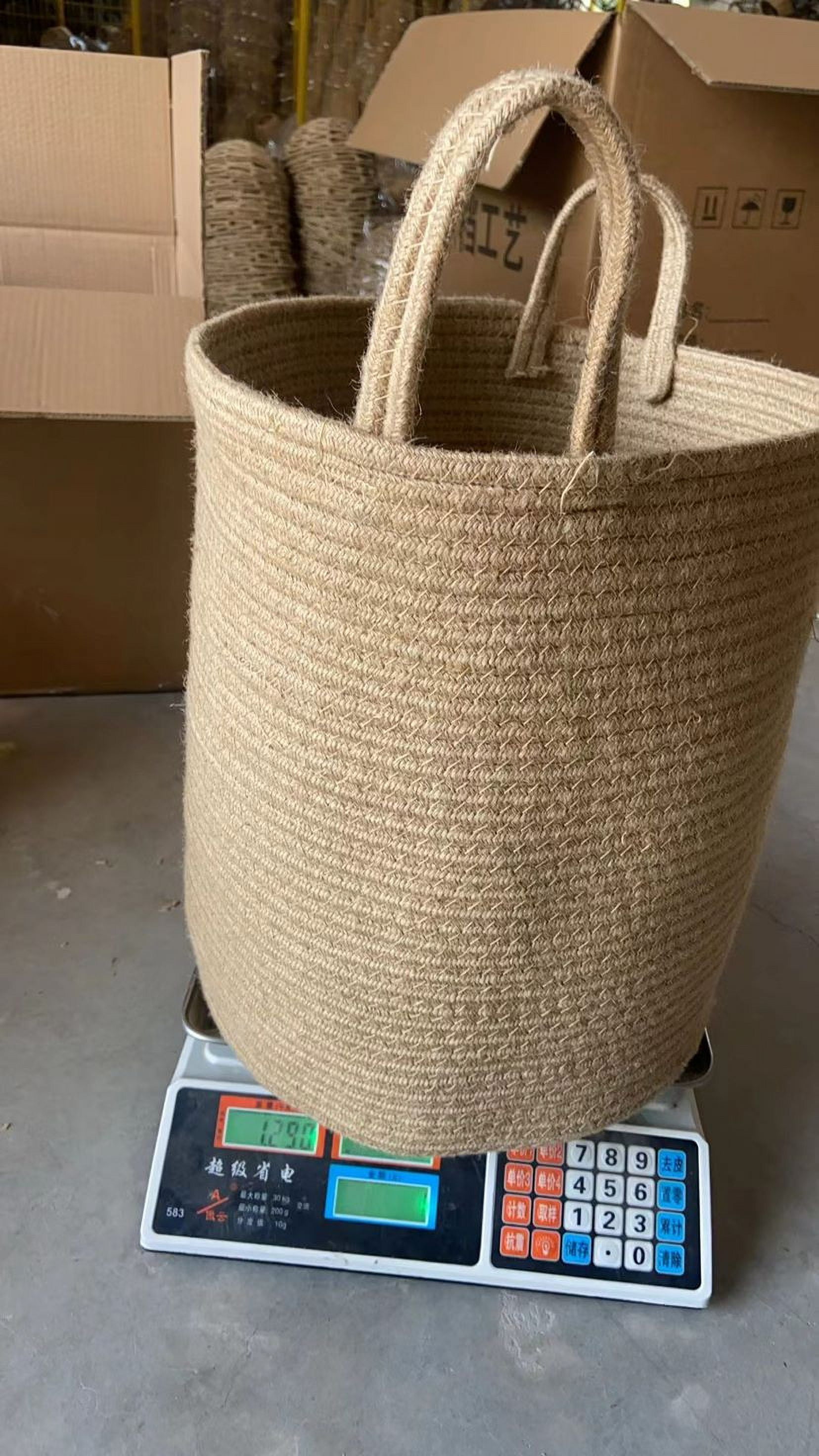 Extra Large Blanket Basket for Living Room - Woven Cotton Rope Laundry Hamper with Reinforced Handles,for Blankets,Toys,Clothes,Shoes,Plant Organizer Bin with Handles Living Room Home Decor