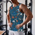 thumbnail image 5 of Fotbe Cartoon Space1 Pattern Men's Quick Dry Workout Tank Top Gym Muscle Tee Fitness Bodybuilding Sleeveless T Shirt Breathable Workout Shirt-Medium, 5 of 9