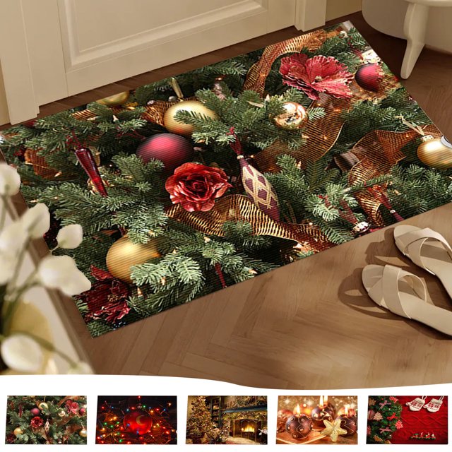 Xihbxyly Ofertas Del Día Ofertas Relámpago Felpudo Navideño, Decoración Navideña, Alfombra para El Suelo, Sala de Estar, Baño, Alfombra Antideslizante, Alfombra para Pies, Alfombra para Zapatero, Dec