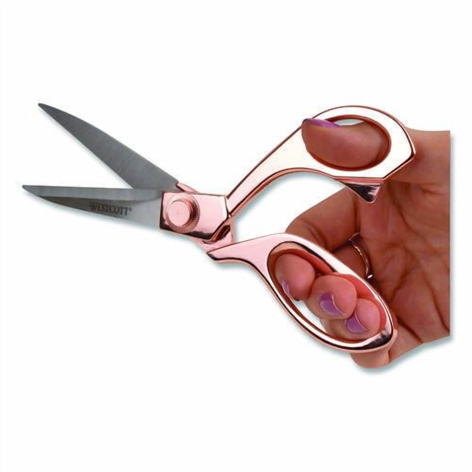 Vintage Stainless Steel Scissors, 8" Long, Offset Rose Gold Handle | Bundle of 10