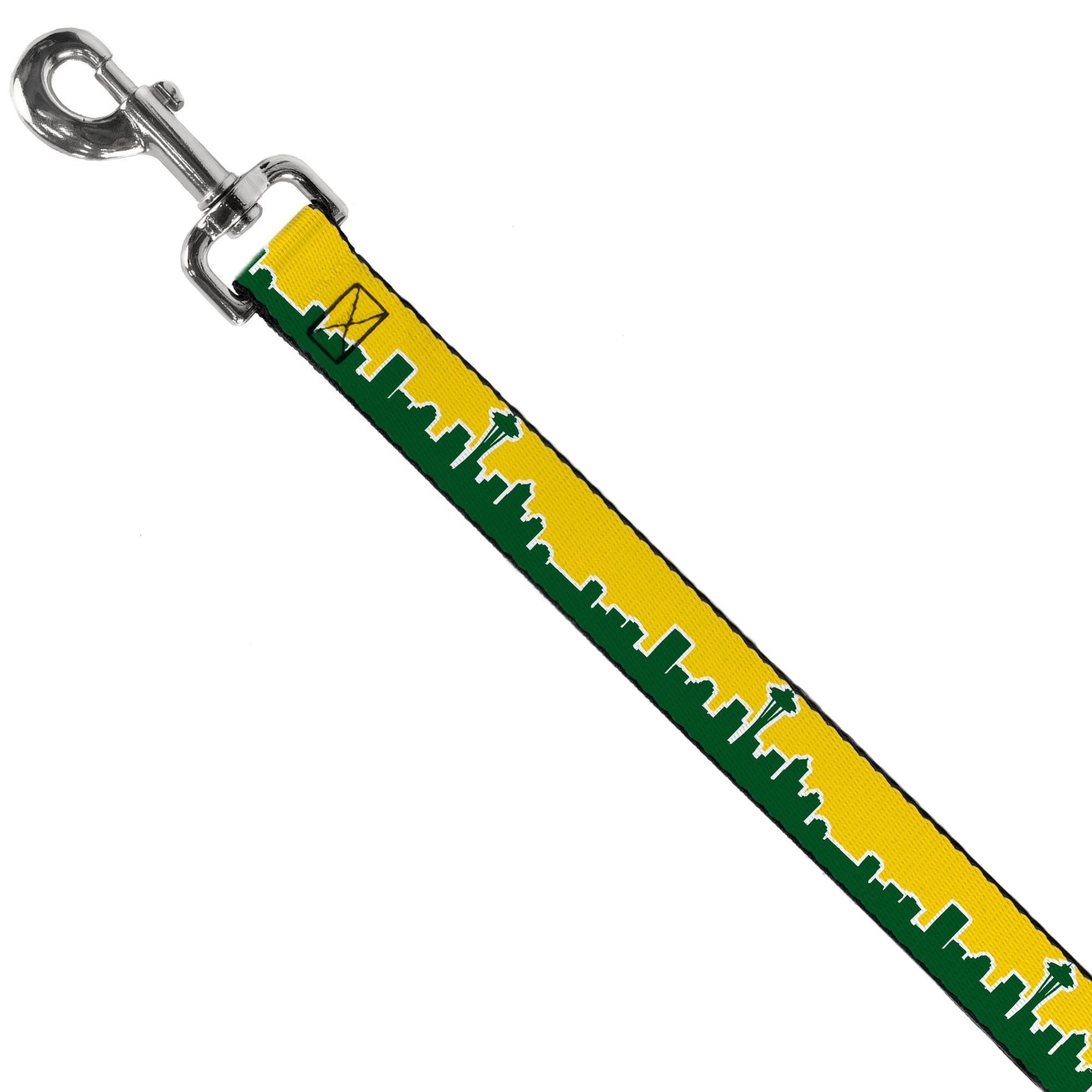 Buckle-Down Pet Leash, Dog Leash, Seattle Skyline Yellow Emerald Green, 6 Feet Long 1.0 Inch Wide