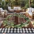 thumbnail image 2 of Farmhouse Green Garland Outdoor Rug for Patio/Deck/Porch, Non-Slip Large Area Rug 3 x 5 Ft, Spring Black Plaid Wood Grain Indoor Outdoor Rugs Washable Area Rugs, Reversible Camping Rug Carpet Runner, 2 of 8