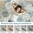 thumbnail image 3 of 5x7 Washable Vintage Floral Trellis Rug, Non-Slip, Low Pile, Non-Shedding for Living Room, Bedroom, Dining Room, Home Decor, Blue/Taupe., 3 of 6