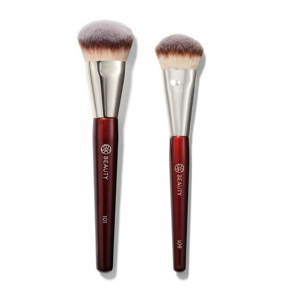 Pozyie BK Beauty Brushes Set -109 & 101 Contoured Foundation, and Mini Foundation Brushes - Essential Makeup Brush Two-Piece for Flawless Application