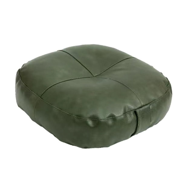 Cojín de suelo redondo pequeño de piel sintética, multifuncional, para meditación. Verde