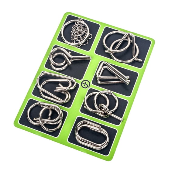 Primegos 8Pcs/Set Metal Puzzle Ring Brain Teaser 3D Wire Puzzle Game Kids Adults Mind Logic IQ Test Educational Unlock Interlock Toy Toddlers Boys Girls Gift