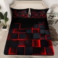 thumbnail image 2 of Feelyou Square Abstract Child Twin Sheet Sets, Red Modern Rectangle Bedding, 3pcs, 2 of 7