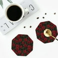 thumbnail image 4 of Yiaed Rose Print Leather Coasters for Drinks - Cup Coasters Coffee Table Kitchen Table Bar, Home & Office Gifts Handmade Drink Coasters-Octagon, 4 of 6
