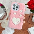 thumbnail image 4 of Dteck for iPhone 11 Fur Case for Girls, Luxury Cute Warm Handmade Furry Fuzzy Fluffy Soft LOVE Fur Plush Protective Case Cover for Women,Pink-Big Love, 4 of 4