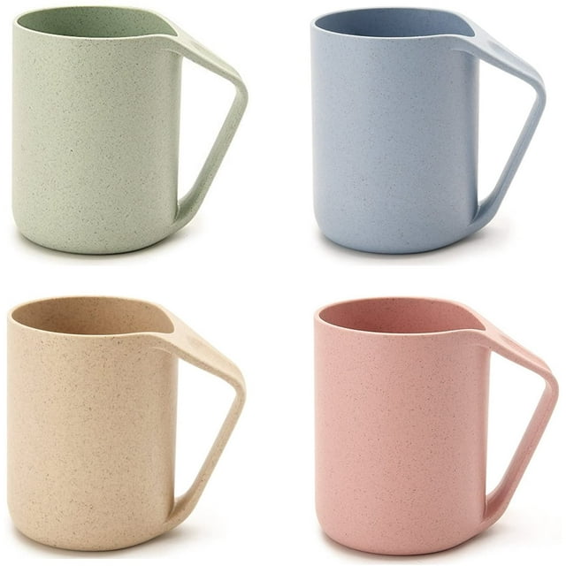 Paquete de 4 vasos de plástico biodegradables con pajita saludable y ecológicos para agua, café, leche, jugo, té (4 tazas) Ormromra ZJWJ588