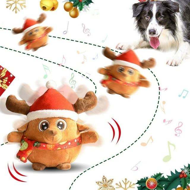 2026 New Active Moving Pet Plush Toy Interactive Dog Toy Reindeer