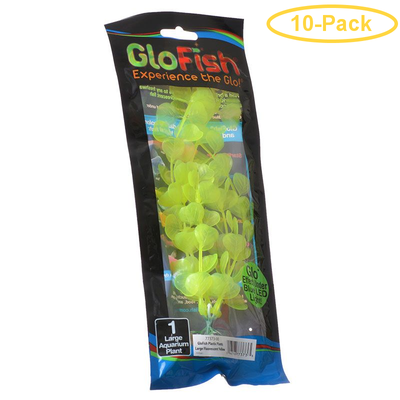 GloFish Yellow Aquarium Plant Large (78.5 High) Pack of 10