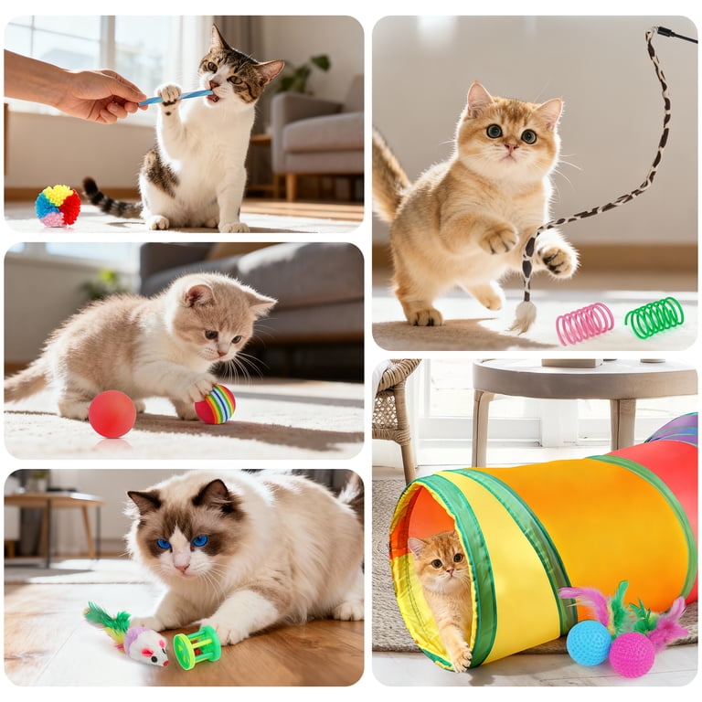 Jewyow 22-Piece Cat Toy Assortment with Tunnel and Wand photo 6