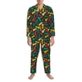 thumbnail image 3 of Naloa Pineapple Fruit Colorful Men’s Pajamas Set - Long Sleeve Button Down Sleep Shirt and Pajama Bottoms Sleepwear Set-Medium, 3 of 7