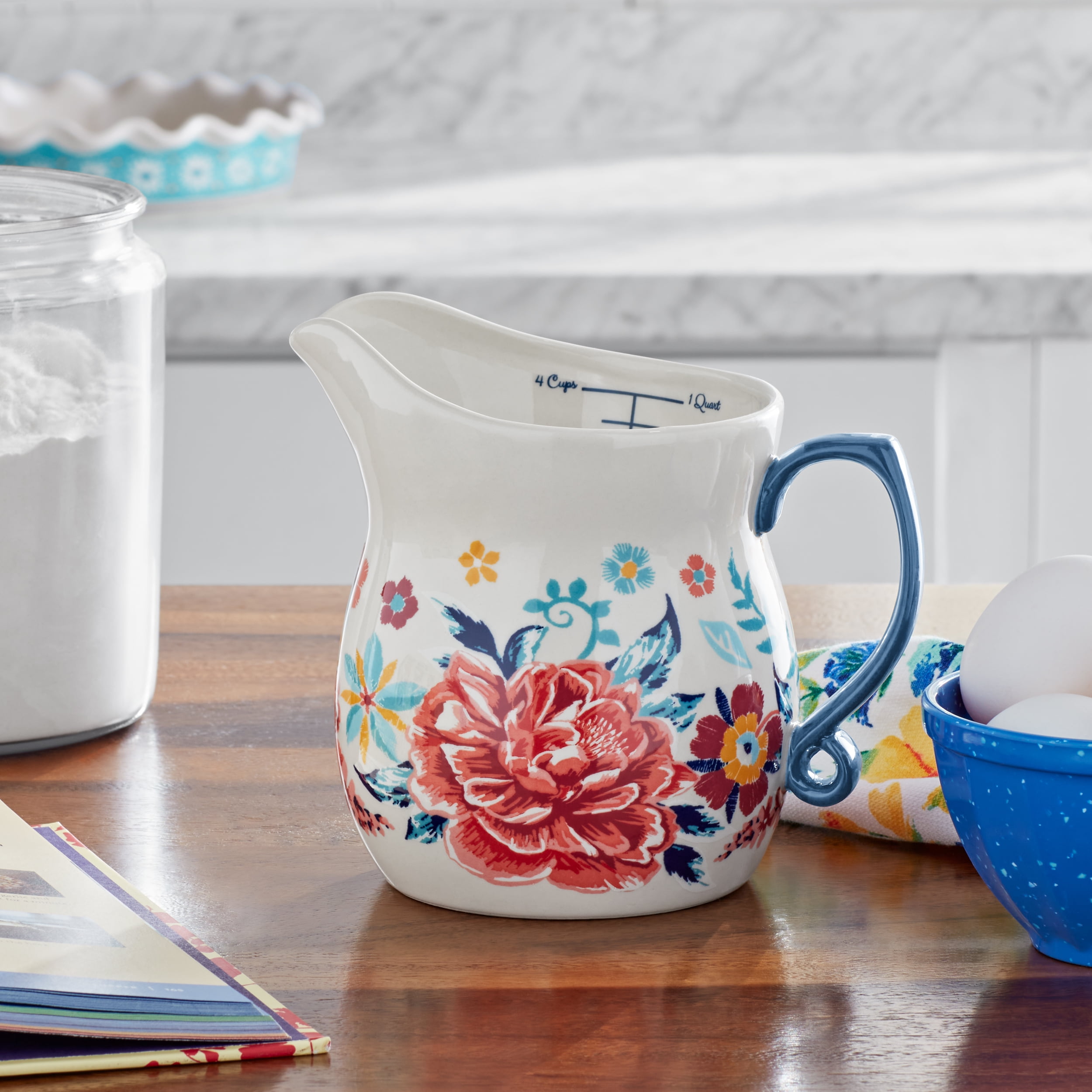 The Pioneer Woman 1-Quart Keepsake Floral Ceramic Measuring Pitcher