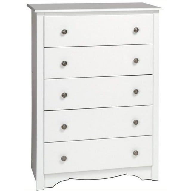 Wright Home Commode Transitionnelle en Bois 5 Tiroirs Blanc