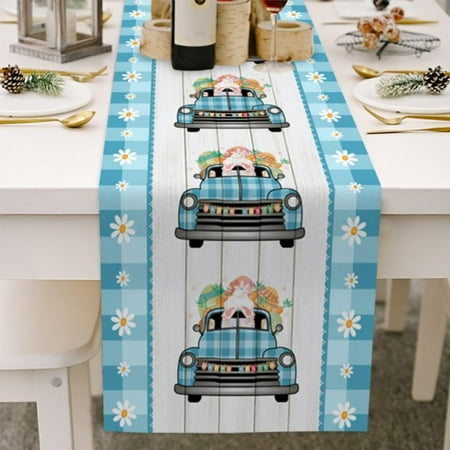 

Aosijia Easter Spring Table Runner Easter Gnome Easter Easter Eggs Rustic Table Runner for Holiday Birthday Party Kitchen Dining Table Home Decor