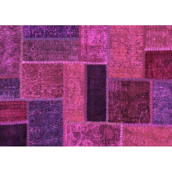 Ahgly Company Indoor Rectangle Patchwork Pink Transitional Area Rugs, 6' x 9'
