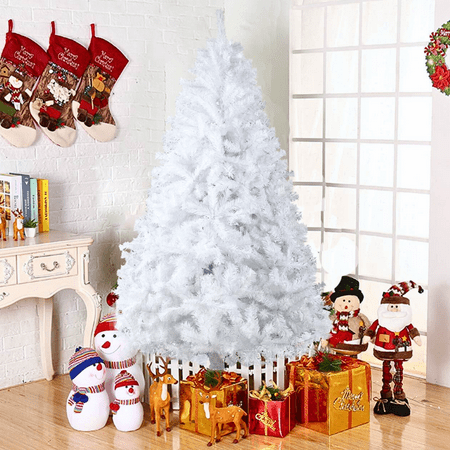 Ktaxon 7.5ft Traditional Christmas Tree with Metal Stand Xmas Tree  1200 Tips Christmas Indoor Decoration Pine Tree  White