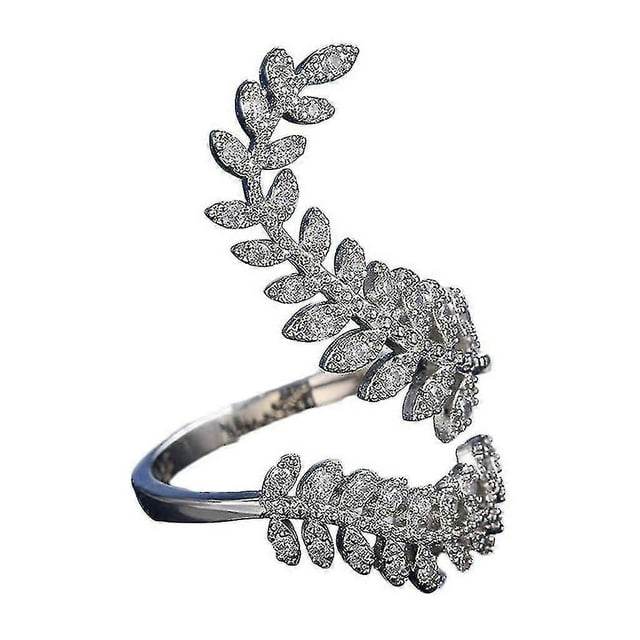 Adjustable Leaves Wrap Ring Jewelry Promise Engagement Ring For Women Girls Banmo