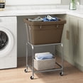 thumbnail image 5 of Laundry Cart with Wheels, Rolling Laundry Hamper with Removable Bag and Shelf, Metal Frame Laundry Basket with 4 Casters and 2 Brakes, Ideal for Bedroom, Bathroom, Laundry Room, Camel Brown, 5 of 18